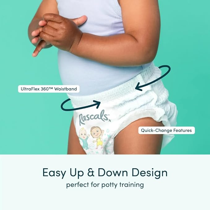 Rascal + Friends Cocomeloon Training Pants, Size 5T~6T ~ (16 Count) ~ (White) 38+lbs