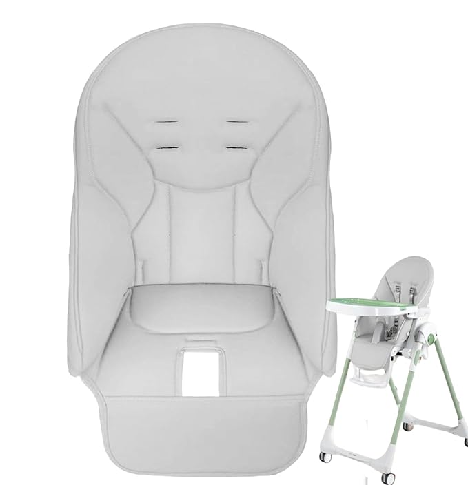 Baby High Chair Cover Replacement | PU Leather Dining Chair Cover with Soft Cushion Seat, Easy to Install High Chair Covers for Baby and Toddler, High Chair Cover Replacement (Light Grey)