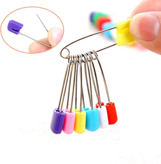 Milisten Breadhead Pins 50 Pcs Plastic Head Safety Diaper Pins 2.16 Inch Fasteners for Baby Cloth Diapers and Crafts