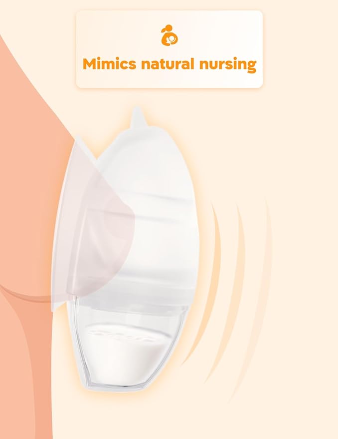 Silicone Breast Milk Collector - 2-in-1 Silicone Manual Breast Pump & Milk Collectors for Breastfeeding, Wearable & Hands-Free, Leak-Resistant & Quiet Suction, Adjustable Valve, Single Pack