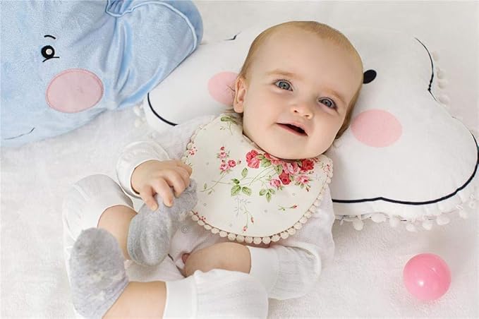 Baby Bib For Girls,Reversible Waterproof Handmade Natural Cotton Baby Drool Bib 0-12 months 4 Pack (floral mult-9, 0-12 months)
