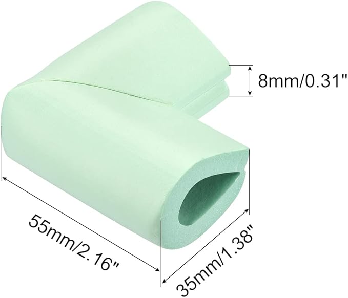 uxcell Corner Guards Edge Protectors, 8Pack U Foam Safety Bumper W Self-Adhesive Tape Furniture Corner Table Edge Guard, 2.16"x1.38"x0.31", Light Green