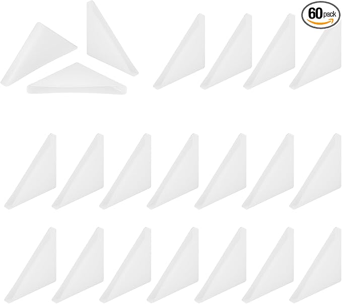 uxcell 60Pcs Triangle Glass Corner Protector, 0.12 x 1.38 Inch Plastic Glass Table Corner Protector Transport Corner Guard for Glass, Ceramics, Wood, and Steel(Right Angle, Clear)