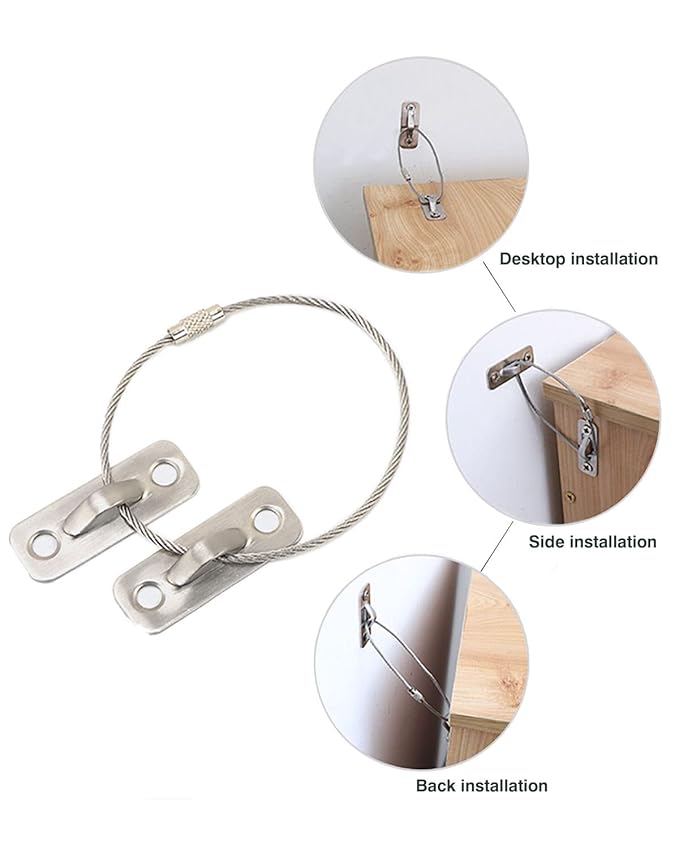 6 Pack Furniture Anchors Kit for Baby Proofing, Furniture Straps Use to Prevent Falling and Anti Tip, Dresser Or Cabinet to Wall Anchors, 14in