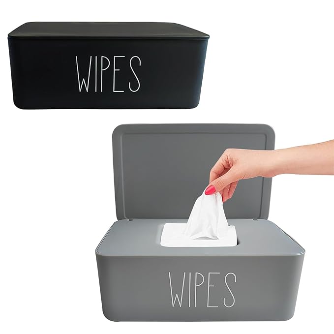 Moorfowl 2 Pack Baby Wipes Dispenser for Bathroom,7.28" L * 4.80" W * 2.75" H, Flushable Wipes Holder Container Sleek Funny Nursery and Baby Registry Essential