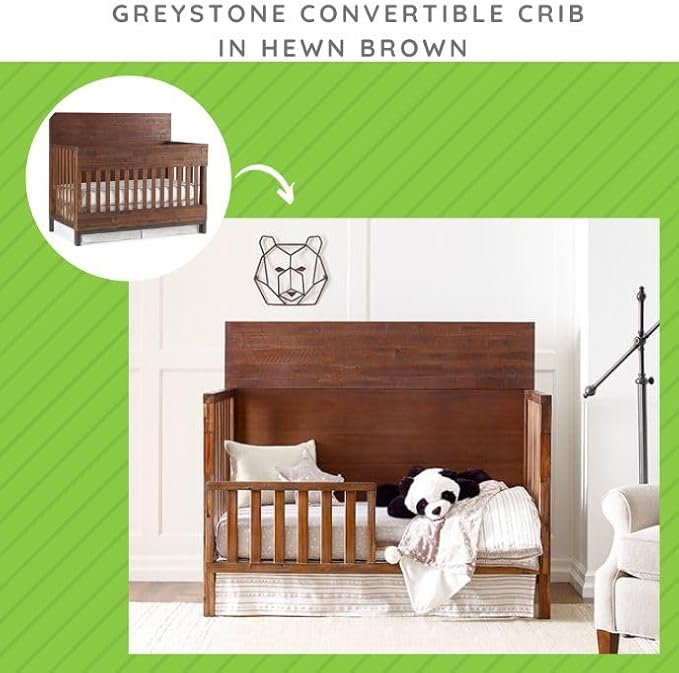 CC KITS Toddler Bed Safety Guard Rail for Ellen Degeneres Convertible Cribs by Bivona - Solid Wood Rail for Convertible Crib to Toddler Beds - Safety Guard Rail for Children (Greystone - Brown)