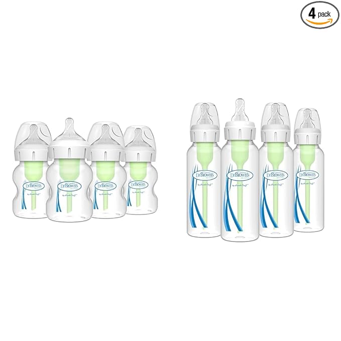 Dr. Brown's Anti-Colic Baby Bottles with Slow Flow Nipples | 4 Pack
