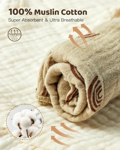 Lictin 8-Pack Muslin Baby Bibs - Bandana Drooling and Teething Bibs, Unisex Cotton