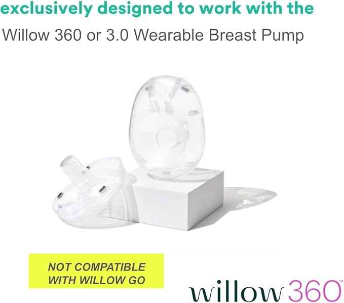 Willow - 360 Breast Pump Flanges - 24mm Breast Shield - for Willow 360 or 3.0 Wearable Breast Pump, Hands-Free for Leak Proof Breast Pumping with Spill- Proof Milk Bags - 2ct