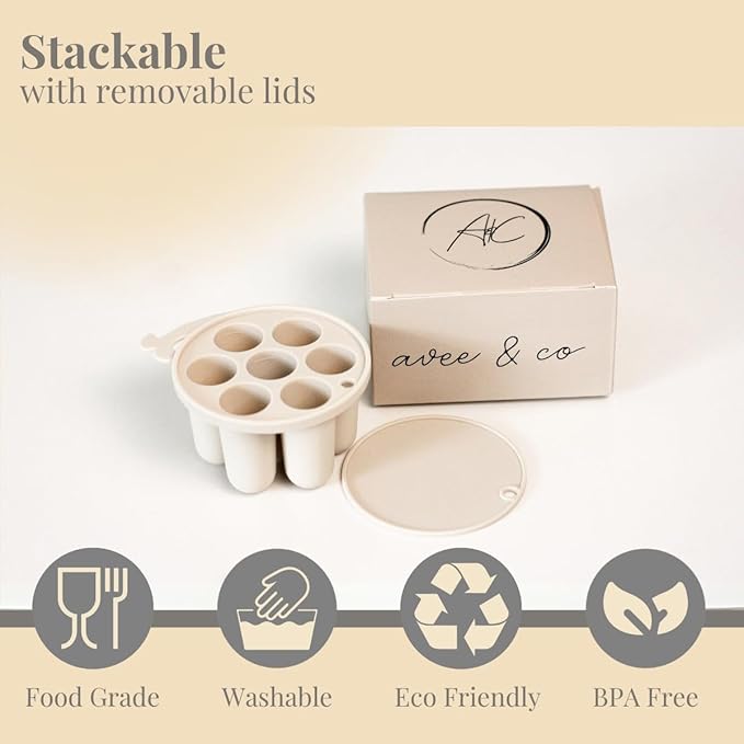 Avee & Co Mini Freezer Tray, Breastmilk Popsicle Molds for Cooling Relief, BPA Free Silicone Feeder for Safe Infant Self Feeding, 4 Month+ (Beige)