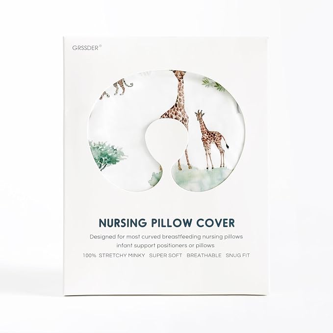 GRSSDER Nursing Pillow Cover Stretchy Minky Removable Nursing Covers for Breastfeeding Pillows, Ultra Soft Comfortable Slipcover for Boy and Girls, Stylish Pretty Savannah
