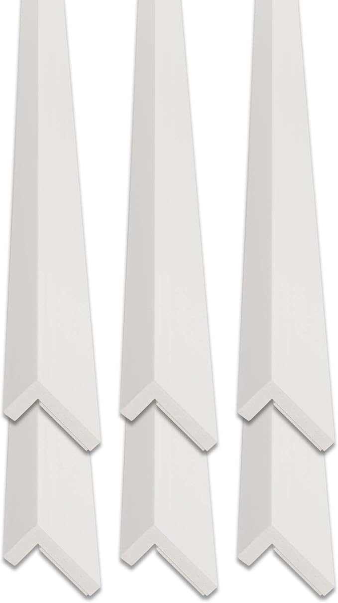 Outwater White 3/4" X 1-1/2" Wall Corner Protector Trim with Adhesive, 8FT Length, 6 Pack