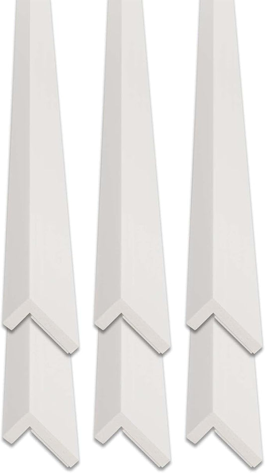 Outwater White 3/4" X 1-1/2" Wall Corner Protector Trim with Adhesive, 8FT Length, 6 Pack