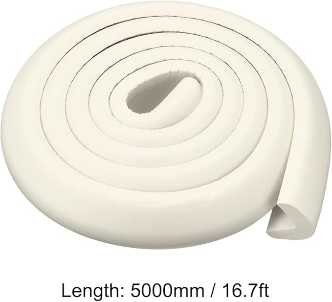 uxcell Corner Guards Edge Protectors 16.4ft(5M), Foam Safety Bumper L Shape for Furniture Corner Table Edge Guard, White
