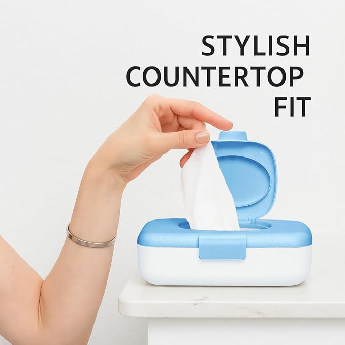 Loo Kids Flushable Wipes Dispenser – Fits Standard Size Flushable Wipes Only – No-Drill Suction Mount Wipe Holder for Toilet Tank, Tile, or Smooth Bathroom Surfaces, Blue