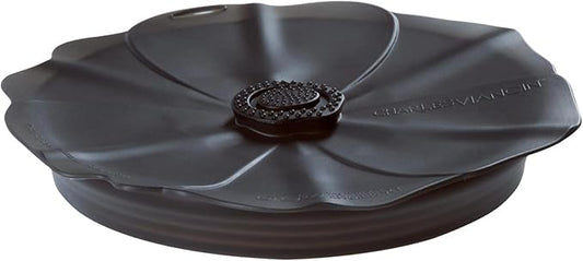 Charles Viancin - Poppy Pop Silicone Lid for Food Storage - 8''/20cm - Airtight Seal on Any Smooth Rim Surface - BPA-Free - Freezer, Refrigerator and Dishwasher Safe - Black Onyx