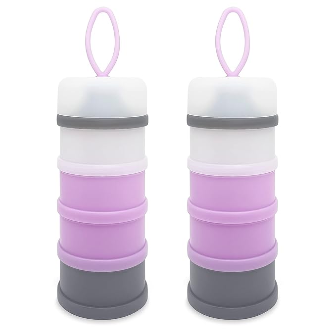 Baby Formula Dispenser, Portable Milk Powder Dispenser Container, Baby Feeding Travel Storage Container, formula mixer, formula holder, BPA Free, 4 Compartments, 2 Packs, dispensador de fórmula