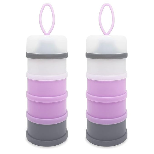 Baby Formula Dispenser, Portable Milk Powder Dispenser Container, Baby Feeding Travel Storage Container, formula mixer, formula holder, BPA Free, 4 Compartments, 2 Packs, dispensador de fórmula