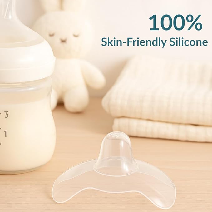 Snugell Wing-Shaped Nipple Shields for Breastfeeding, Medium 20mm - Ultra-Thin Food-Grade Silicone Nursing Shields, 2-Pack with Case - for Flat, Inverted or Sore Nipples - Newborn Latch Support