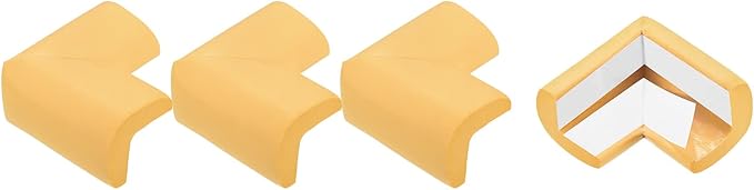 uxcell Corner Guards Edge Protectors, 12Pack Foam Safety Bumper L Shape, 55mm/2.16"(L) for Furniture Corner Table Edge Guard, Wood Color