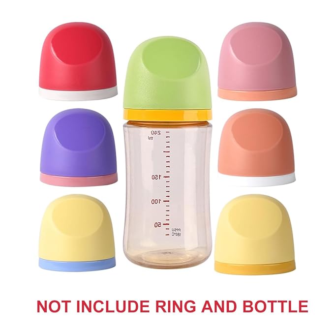 Baby Bottle Replacement Caps Compatible with Pigeon 3rd Generation PPSU/PP/Glass Wide Neck Nursing Bottles, 3 Pack (Sent in Random Color)