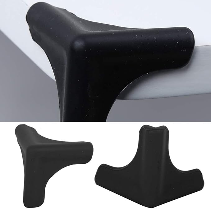 4PCS Baby Corner Protector Guards, Triangle Shape Silicone Anti Collision Corner Edge Protectors Corner Cushion for Living Room Table, Range Hood(Black)