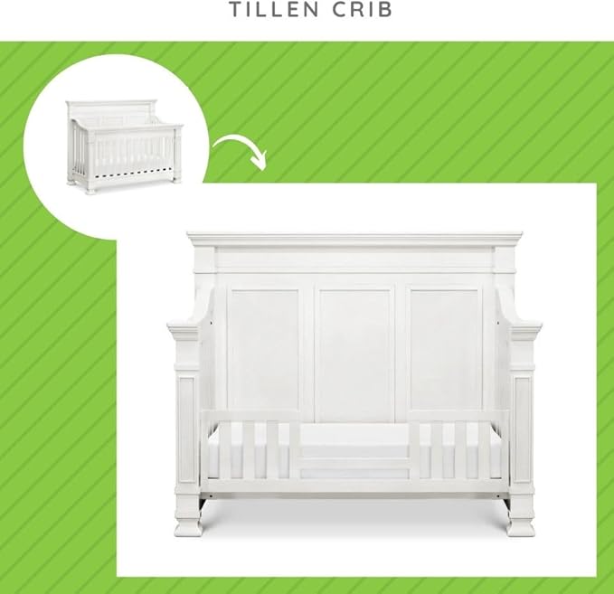 Toddler Bed Safety Guard Rail for Namesake's Monogram, Formerly Franklin & Ben Convertible Cribs - Solid Wood for Convertible Crib to Toddler Bed Conversion - Safety Guard Rail (Tillen, Warm White)