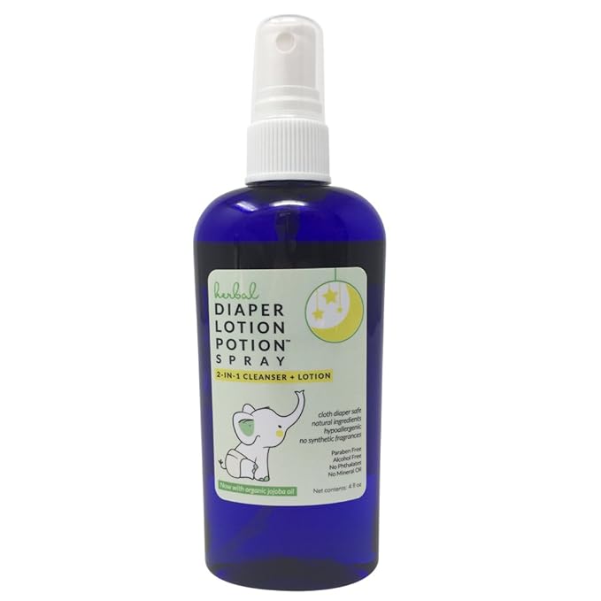 All Natural Diaper Rash Guard for Your Baby's Bottom - Healing and Soothing 2-in-1 Herbal Cleanser and Lotion - Moisturizes and Protects (4 Ounce Spray)