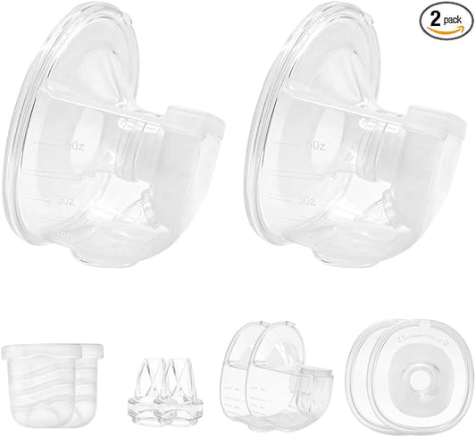 2Full Set Wearable Breast Pump Compatible with NCVI NICEGREEN Nuliie Zooawa S32 Breast Pump, Replacement Parts Include Milk Collector Cup Duckbill Valve, Silicone Diaphragm, Flange (24mm)