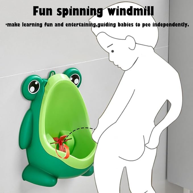 Cute Frog Urinal Standing Potty Training Urinal for Boys Pee Training Toilet with Funny Aiming Target Easy to Clean & Portable