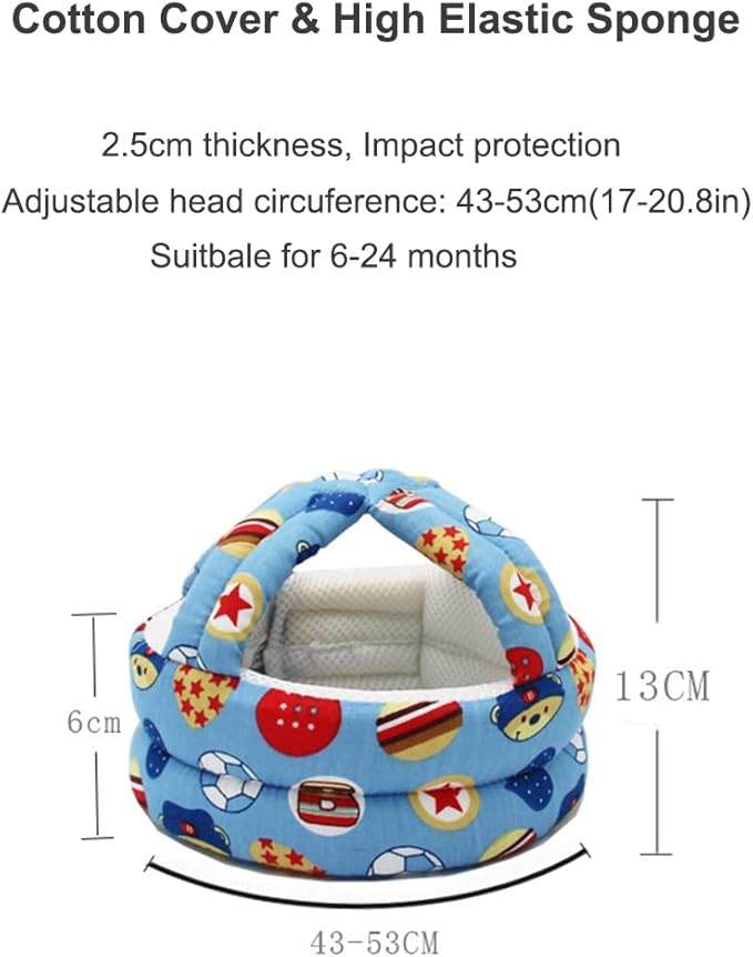 Baby Safety Helmet Baby Head Protector Upgarded for Baby Walking Crawling Running Infant Toddlers Head Protective Hat Head Cushion Headguard Bumper Bonnet Lightweight Breathable Adjustable 0-3 Yeas