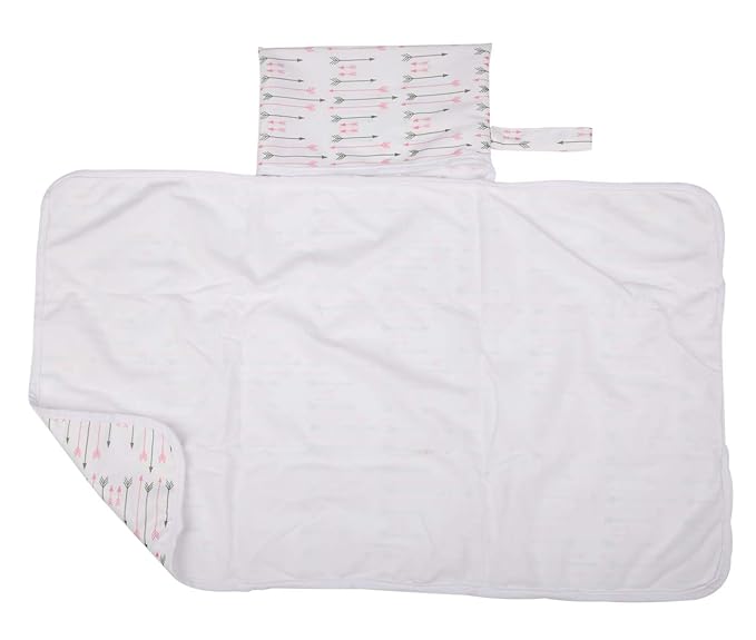 Baby Diaper Changing Mat Pad Portable Foldable Washable Compact Travel Nappy Waterproof Play Mat 30inx18.5in (Pink Arrows)