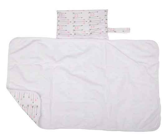 Baby Diaper Changing Mat Pad Portable Foldable Washable Compact Travel Nappy Waterproof Play Mat 30inx18.5in (Pink Arrows)