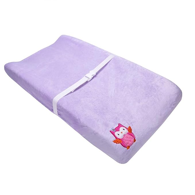 Coral Velvet Nursery Diaper Changing Table Cover Sheet Baby Girl Baby Boy Diaper Changing Pad Cover Sheet 1PC (Purple Owl)