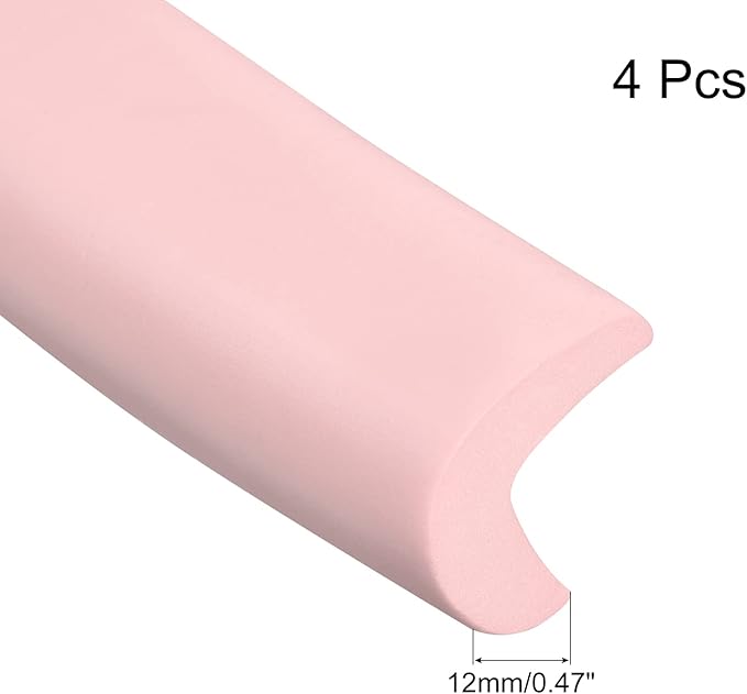 uxcell Corner Guards Edge Protectors 6.56ft(2M), 4Pack Foam Safety Bumper L Shape for Furniture Corner Table Edge Guard, Pink