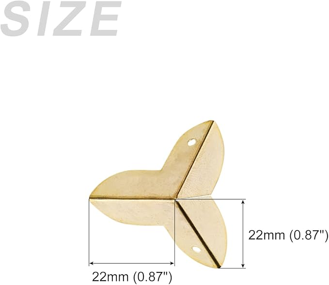METALLIXITY Box Corner Protectors Decorative(22mm/0.87") 20Pcs, Metal Wood Case Edge Guard - for Furniture Table Wood Case, Brass