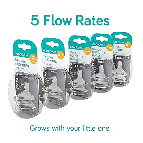 Nanobebe Silicone Nipples Triple Vented Twin-Pack - Slow Flow