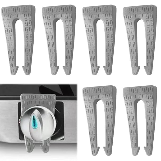 6 PCS Gas Stove Knob Locks, Silicone Oven Knob Safety Covers Baby Proof, Gas Stove Knob Covers for Baby and Pets Safety (Gray)