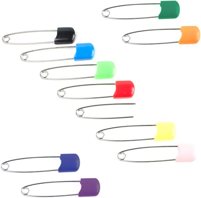 OsoCozy Cloth Diaper Nappy Pins 4 Packs - 4 Stainless Steel Safety Pins with Locking Plastic Heads. Durable, Safe and Cute 2.2 Inches Long (Red)