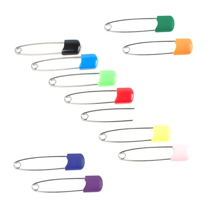 OsoCozy Cloth Diaper Nappy Pins 100 Packs - 100 Stainless Steel Safety Pins with Locking Plastic Heads. Durable, Safe and Cute 2.2 Inches Long (Light Green)