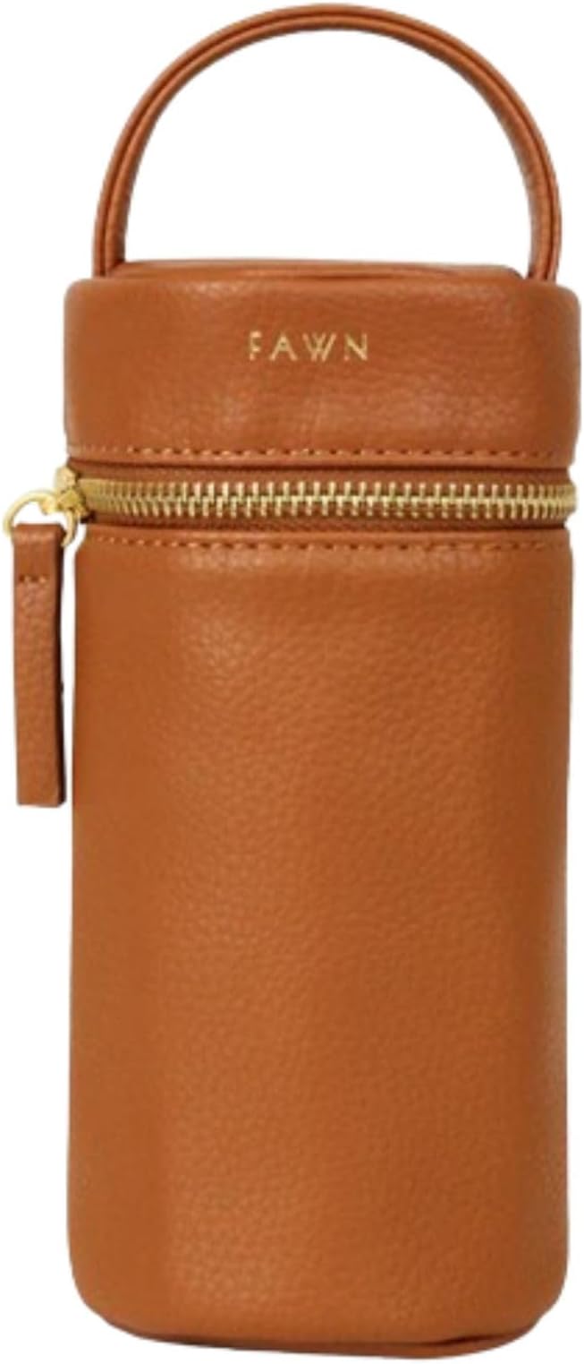 FAWN DESIGN The Bottle Bag, Insulated Bottle Bag for Daycare, Travel and More, Premium Matte Faux Leather Insulated Bag, Cooler Bag Fits Most Standard Bottle Sizes, 4x3.5x7.5 inches