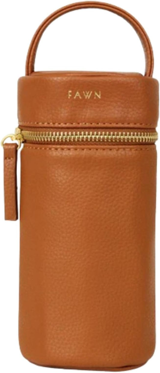 FAWN DESIGN The Bottle Bag, Insulated Bottle Bag for Daycare, Travel and More, Premium Matte Faux Leather Insulated Bag, Cooler Bag Fits Most Standard Bottle Sizes, 4x3.5x7.5 inches