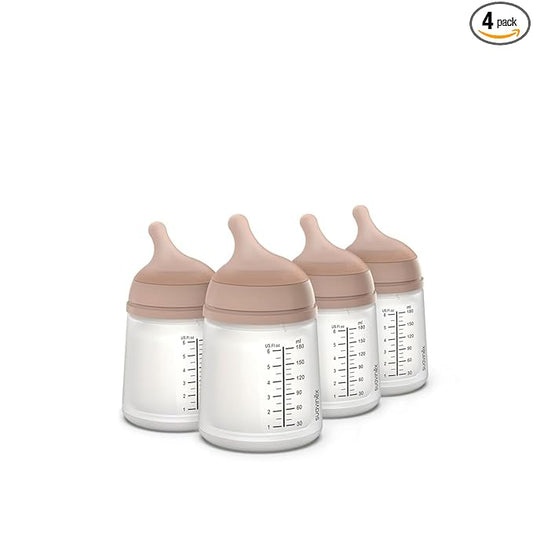 Suavinex Zero Zero Anti Colic Baby Bottle, No 1 Spanish Baby Bottle Brand, Minimizes Bottle Rejection & Nipple Confusion, Perfect for Breastfeeding Babies, 4 Pk 6 oz, Medium Tone, Adaptable Flow