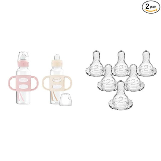 Dr. Brown's 2-Pack 8oz Sippy Bottle Bundle with 6-Count Medium Flow Nipples