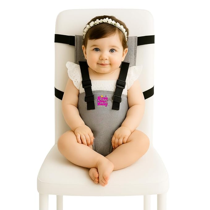 Portable Chair Strap - Travel Dining Seat Cover for Babies & Toddlers | Portable Baby Chair for Travel | Compact, Foldable Baby Seat Cover – Grey