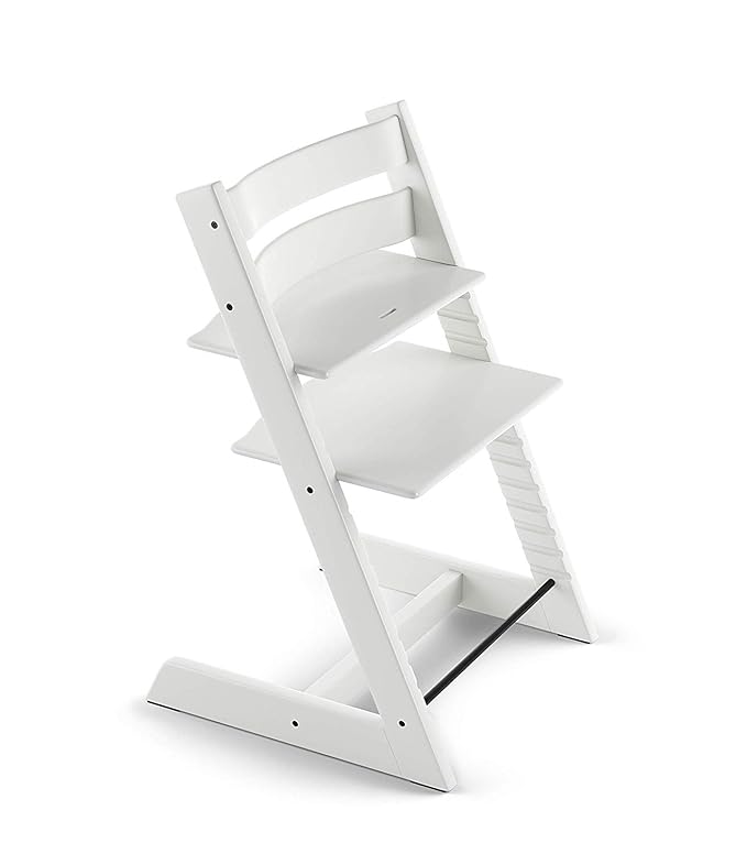 Tripp Trapp by Stokke Adjustable Wooden White Baby High Chair (Includes Baby Seat with Harness)