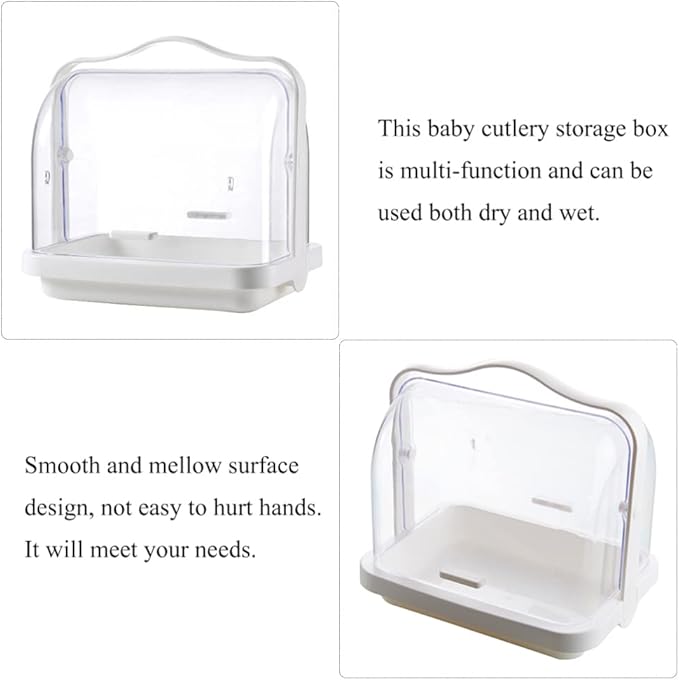 Cabilock Handheld Transparent Dinnerware Organizer Lid Storage Box for Bottles and Cutlery for Home and Travel Use
