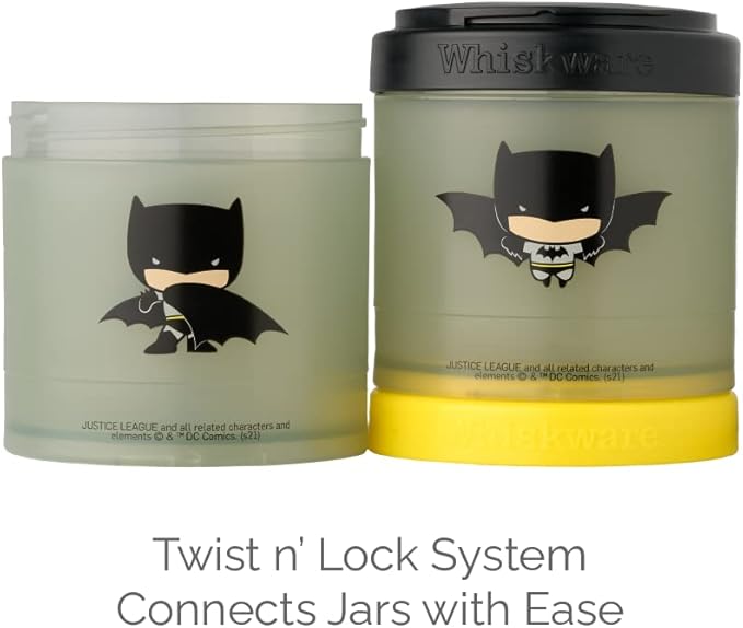 Whiskware Justice League Stackable Snack Containers for Kids and Toddlers, 3 Stackable Snack Cups for School or Travel, Wonder Woman (Pack of 1)