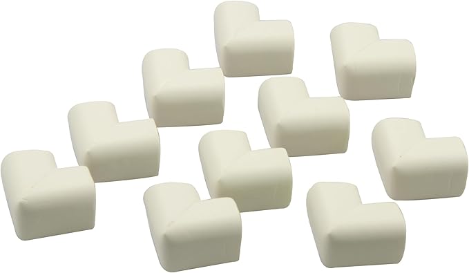 WONDERLAND Soft Rubber Foam Corner Protector Guards for Baby, Furniture Corner Guard, Edge Safety Bumpers, 3M Adhesive Pre-Taped (White/Brown, 10 Corners) (White)