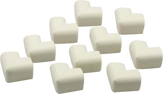 WONDERLAND Soft Rubber Foam Corner Protector Guards for Baby, Furniture Corner Guard, Edge Safety Bumpers, 3M Adhesive Pre-Taped (White/Brown, 10 Corners) (White)